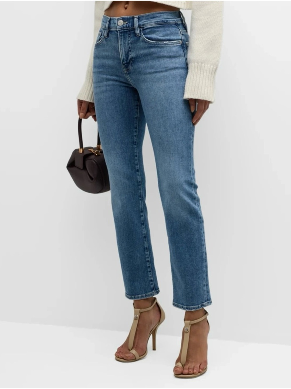 Frame | le high straight jean in Mantoba wash